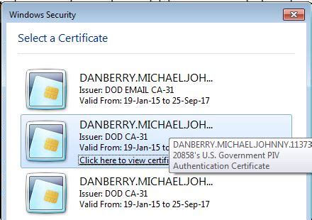 Selecting the Wrong Certificate when Signing In with PIV/CAC 